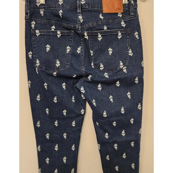 J Crew High-Rise Toothpick Jeans Womens Blue Floral Print 29W X 27L EUC - Picture 4 of 16